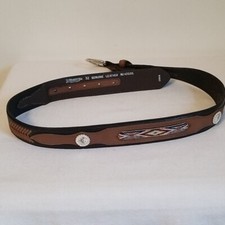 Nocona Southwest Inlay Belt Silver Concho Black Brown Leather Sz 32 N2426201