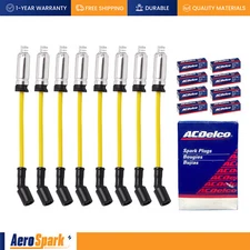 8mm Heavy-Duty Wireset + 8 AcDelco Spark Plug 41-110 fit Chevy GMC V8 LS Vortec