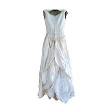 David's Bridal Michaelangelo Wedding Gown Ivory / Champ with Beads, Embroidery S