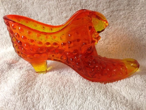 FENTON Hobnail Cat Head Slipper Shoe EXCELLENT MARKED