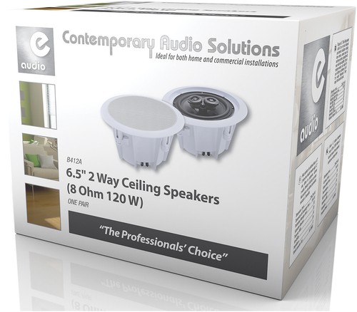 e-audio Domestic & Commercial Use 6.5" 2 Way Ceiling Speakers (8 Ohm 120 W) PAIR - Picture 3 of 3