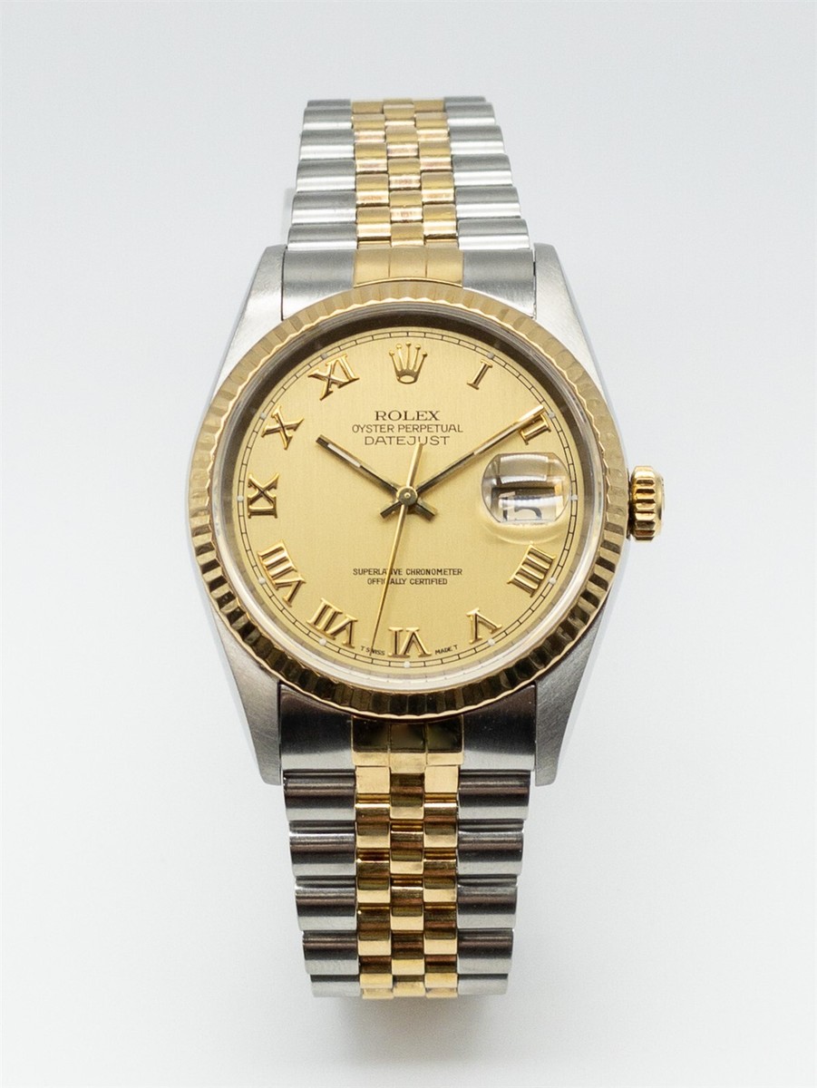 $15,000 Rolex Datejust 16233 QS 36mm Mens 18k Yellow Gold SS Watch