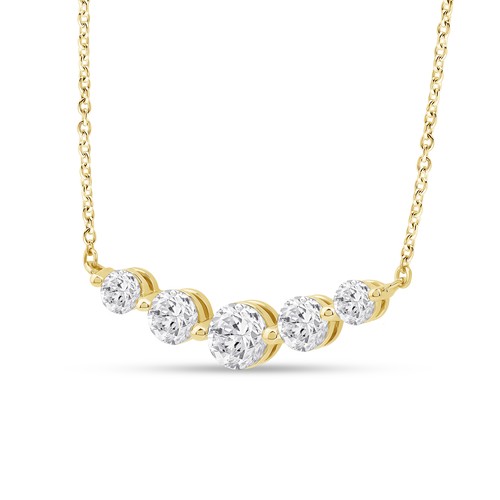 Collana oro giallo 14 kt 1 ct TDW taglio tondo diamante coltivato in laboratorio sette pietre - Foto 4 di 5
