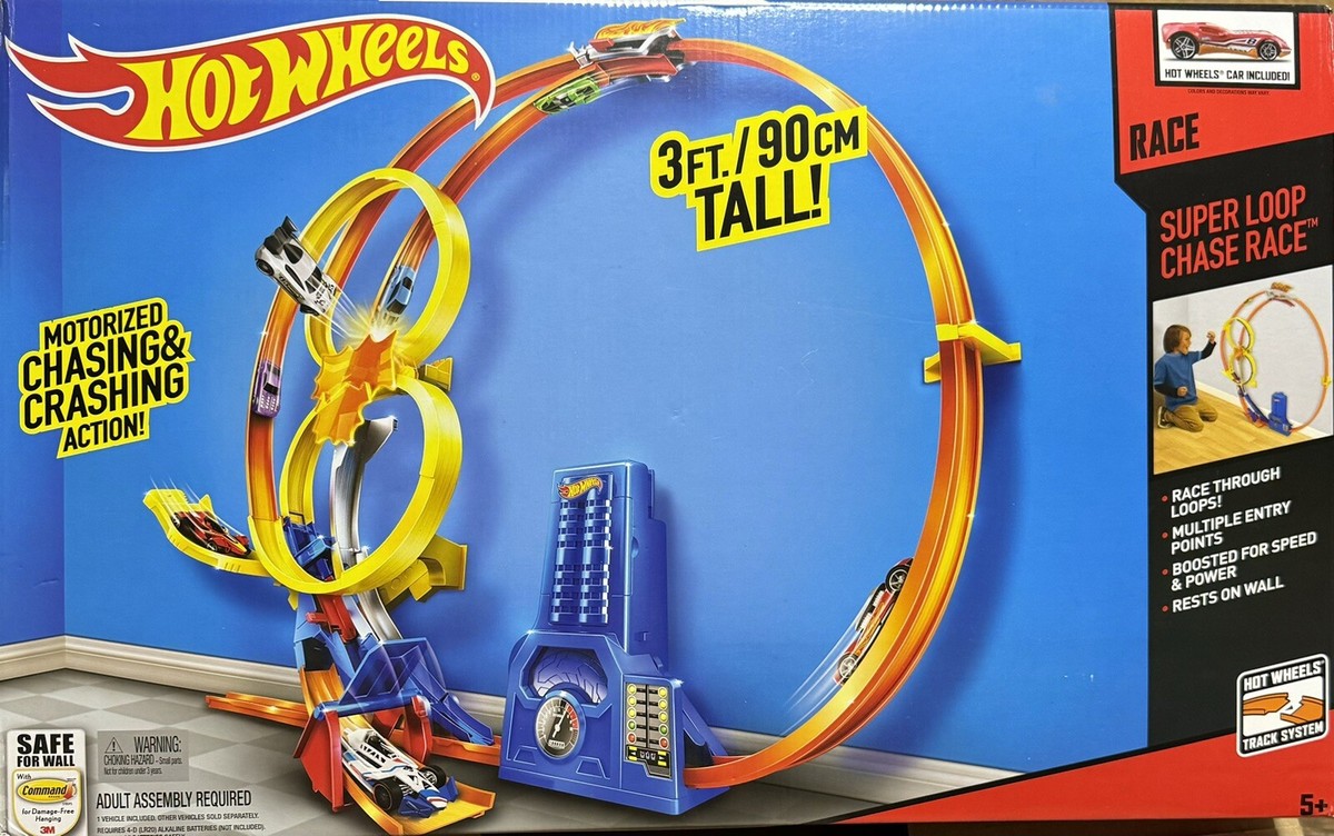 New Hot Wheels Super Loop Chase Race Track Set 3 Ft Tall! | eBay