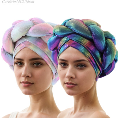 Women African Twist Braid Headties Nigeria Cocktail Party Turban Bonnet Cap Hat