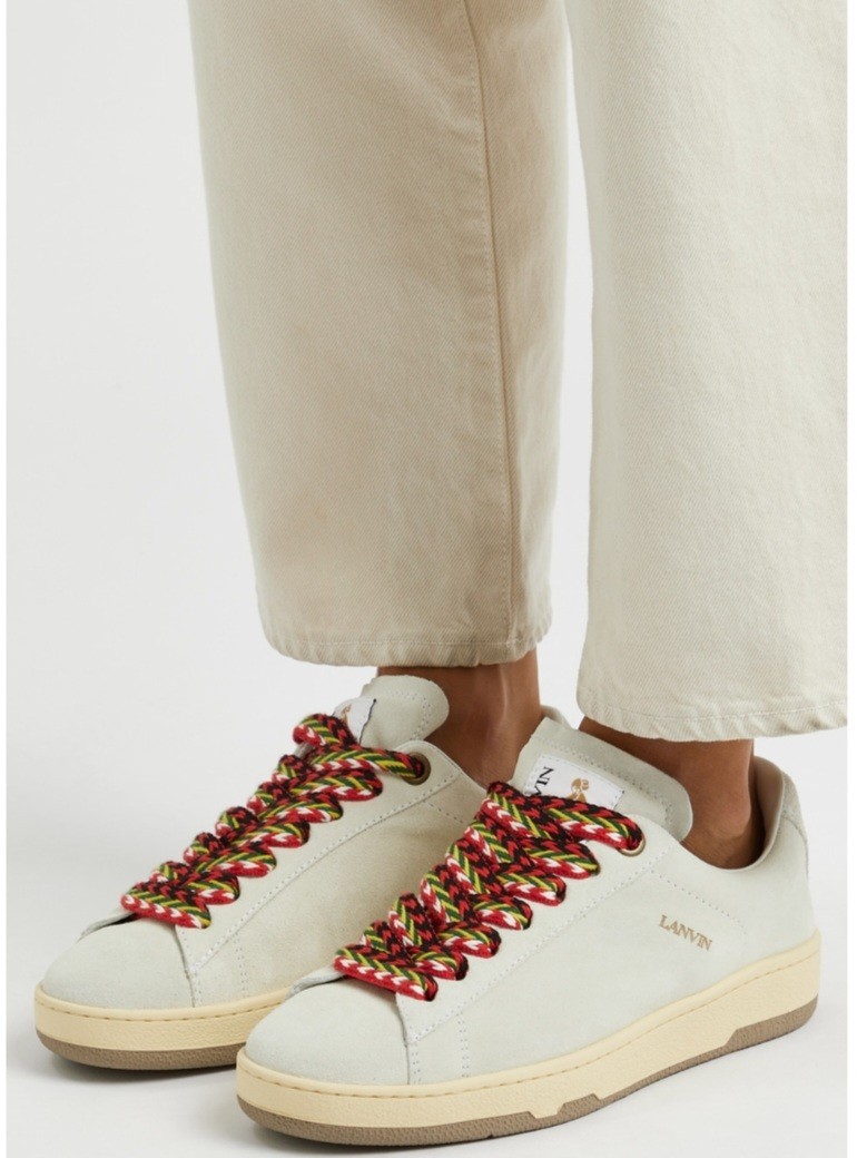 Lanvin Paris Lite Curb Suede Low Top Trainer White EU 45 Uk 10/11 Rrp £460 #Q189