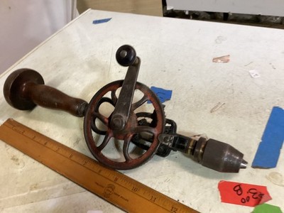 Antique Goodell Pratt Hand Drill Eggbeater Drill Greenfield MA USA Pat 1896 VTG