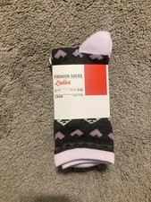 3 Pairs Of Ladies Fashion Crew Socks Size 4-10 New in package