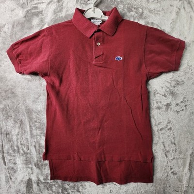 Vintage IZOD Lacoste  Blue Croc  Paton Polo Shirt Small Burgundy Cotton USA Prep