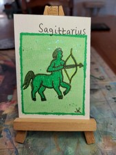 ACEO ATC Sagittarius Zodiac the Archer handdrawn handpainted miniature Horoscope