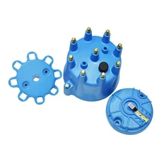 8-Cylinder Pro Series Distributor Cap and Rotor Kit Blue Male Terminals