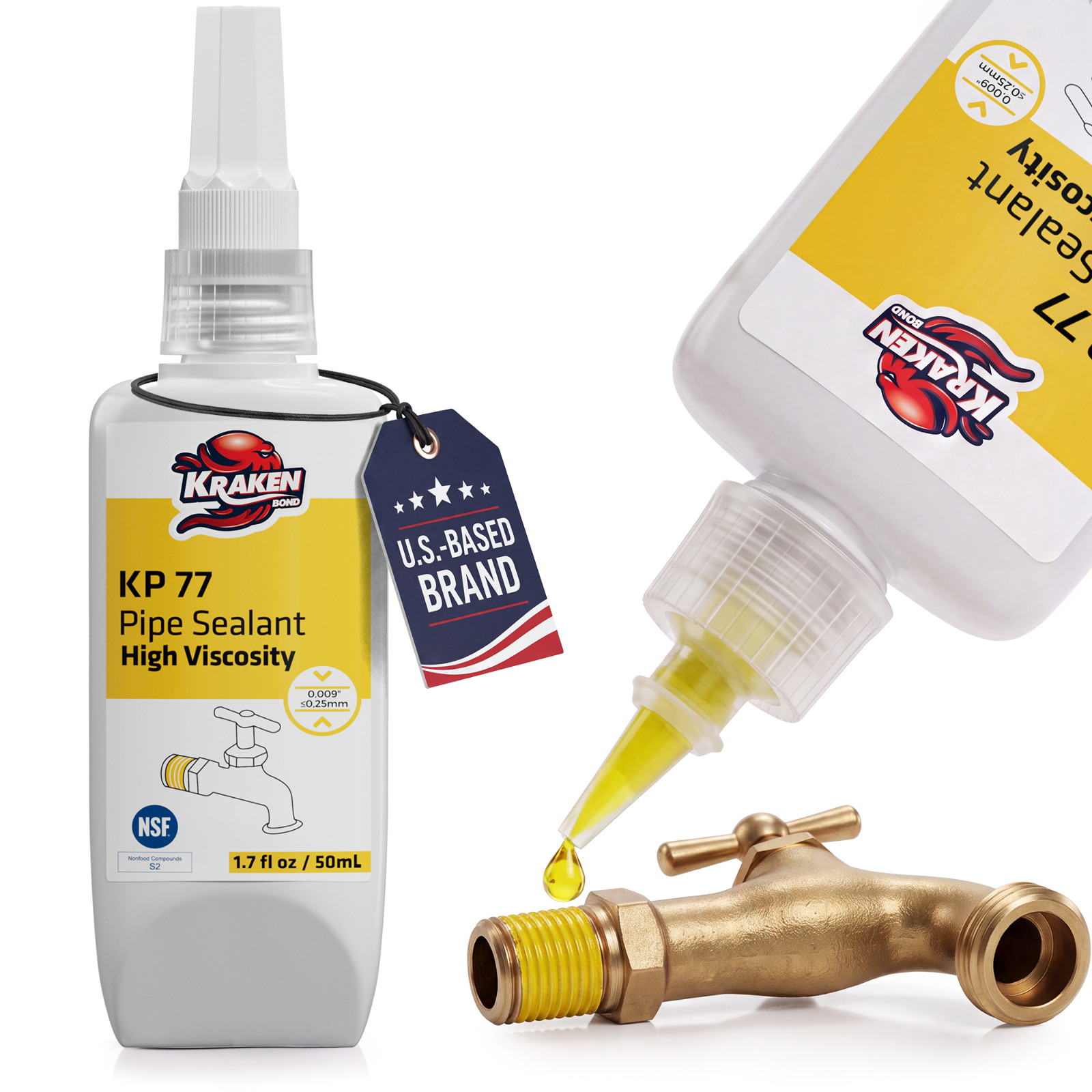 Kraken Pipe Thread Sealant Anaerobic Sealer Metal Pipes Fittings 1.69 oz 1 Pack