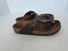 Birkenstock Gizeh Sandals Girls Size 3 Brown Synthetic Thong Style Read 