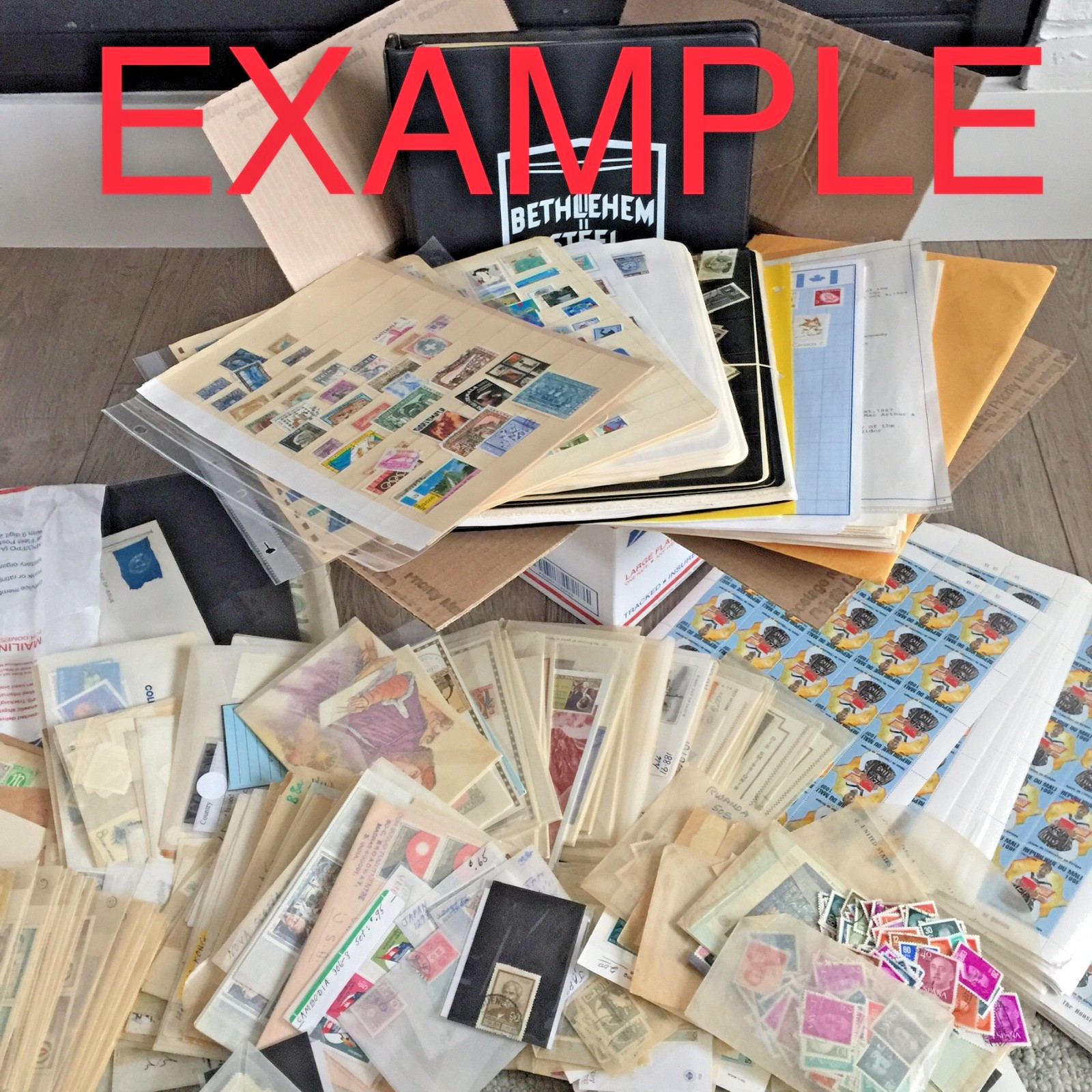 TRIGGIBBY Lrg USPS Size Box FULL - WW Albums, Pgs & 1000's of  Stamps USED/MINT