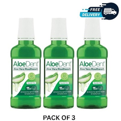 AloeDent Aloe Vera Mundspülung Fluoridfrei Cool Mint Fresh 250ml x3 Vegan