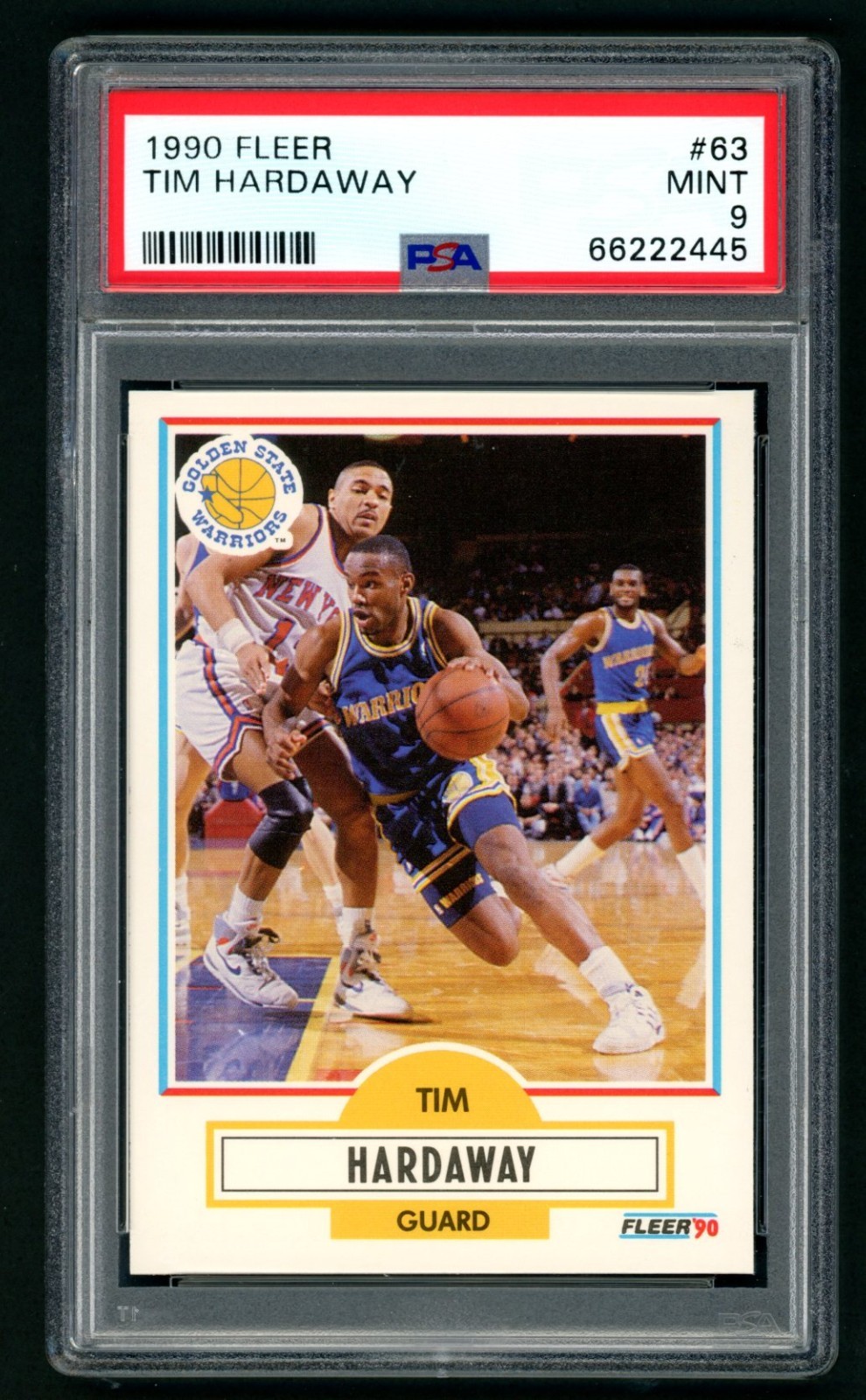 1990 Fleer Tim Hardaway #63 PSA 9 Warriors Rookie