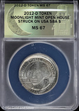 2012-D Token Moonlight come nuovo Dan Carr Open House ANACS MS 67 | Colpito su USA SBA