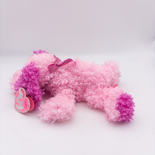 TY Pinkys Beanie Baby Sparkles Pink Curly Plush Puppy Dog 8" Soft 2004 Retired - Picture 2 of 8
