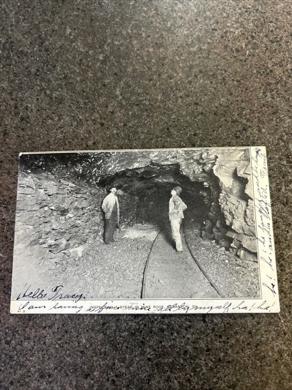 Inspecting a Break in Mine Roof Scranton Pennsylvania 1907 Postcard