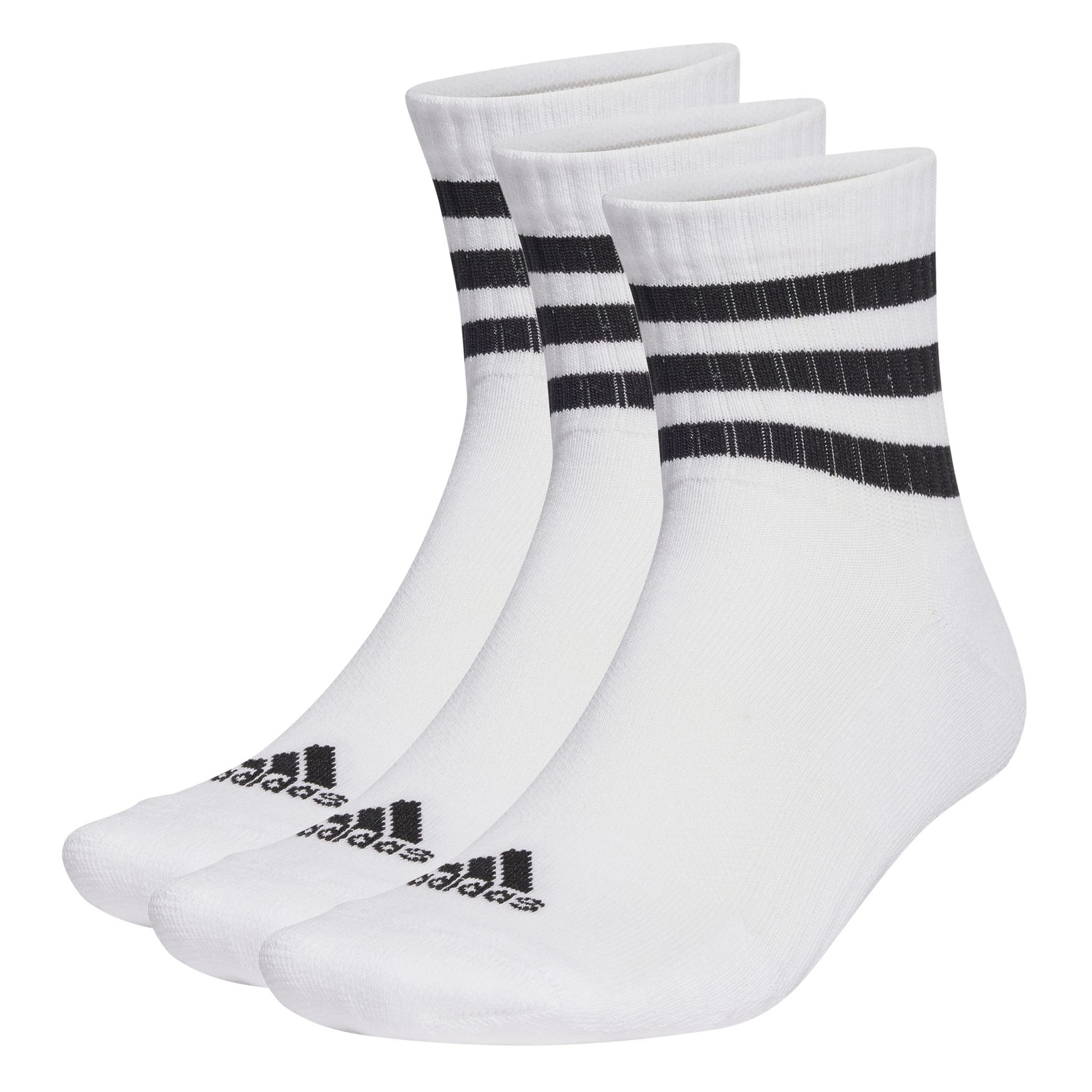 adidas Unisex 3-stripes Cushioned Sportswear Mid-cut Socks 3 Pairs Ankle Socks (