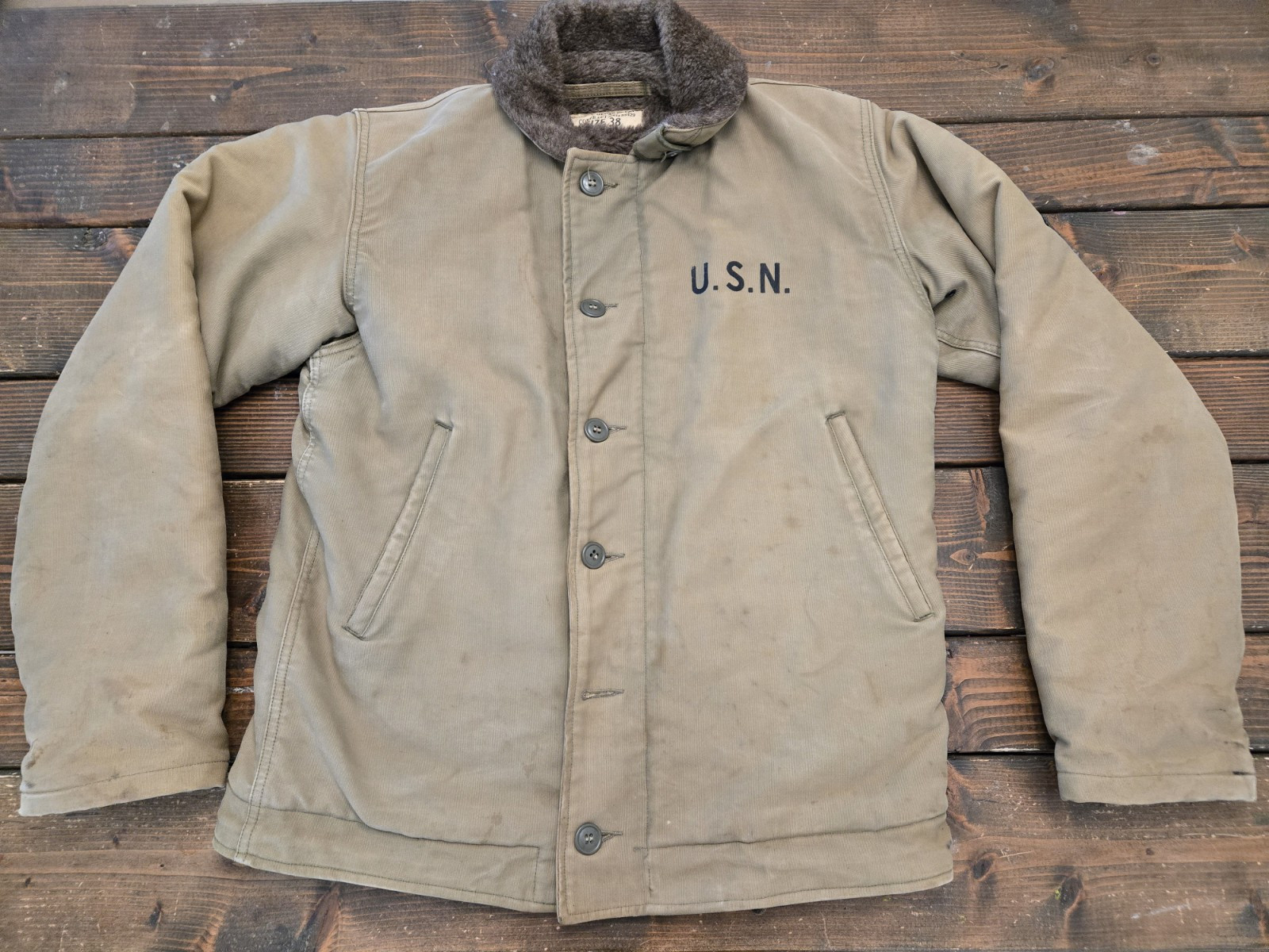 Vintage WW2 USN Deck Jacket Alpaca Lined 40s Size 38. Original US Navy.