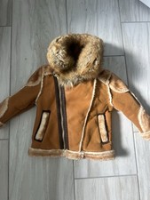JORDAN CRAIG BOYS MOTO SHEARLING JACKET COGNAC WHEAT FUR KIDS SIZES BABY 2T-16