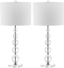 Lighting Collection Set of 2 Liam Stacked Crystal Ball 29-Inch Table Lamps, LE
