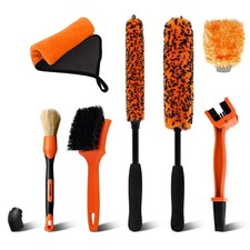 7PCS Motorcycle Cleaning Kit with 2-Size Bendable Wheel Brushes-Hard Reach Br...