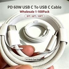 60W USB-C to USB C Type-C Fast Charging Data SYNC Charge Cable Cord 3/6/10FT lot