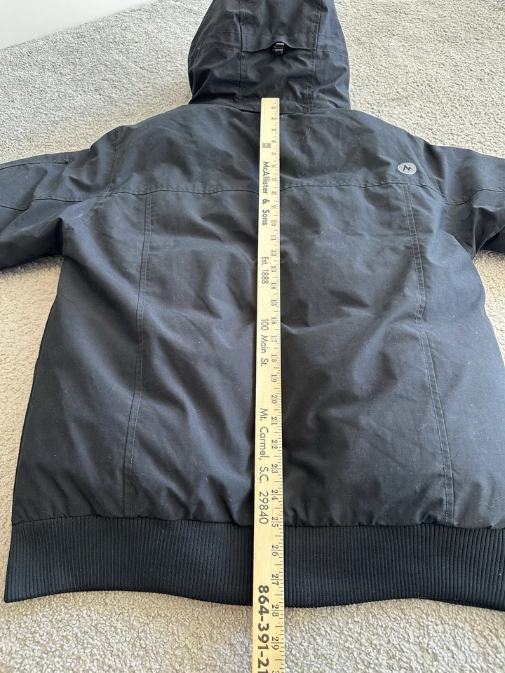 MARMOT Stonehaven 700 Down Fill  Jacket Black Coat MENS L LARGE Winter Hood - Image 2 of 4