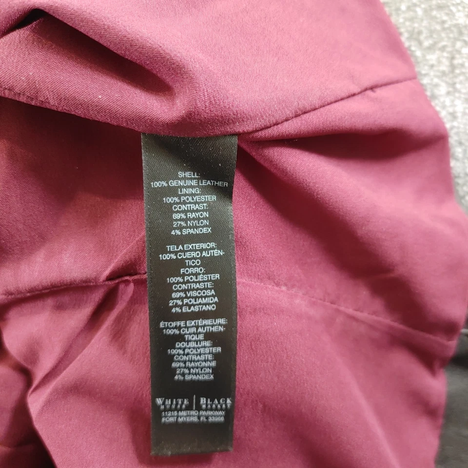 White House Black Market Top Womens 12 Black Leather Gothic Punk WHBM - Image 4 of 4