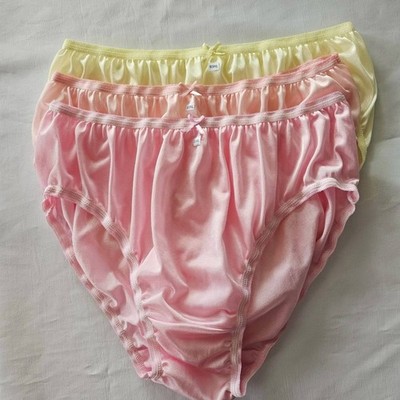 3 Plus Bikini Underwear Woman Nylon Panties Mid-Waist Soft Silky Briefs/Mix /3XL