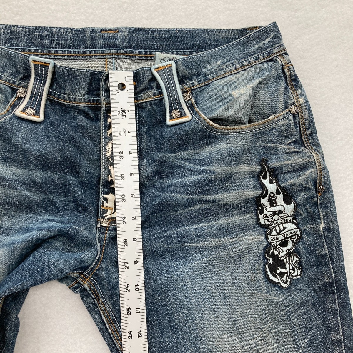 Vintage Akademiks Black Label Jeans Mens 36x32 Bootcut Blue Denim