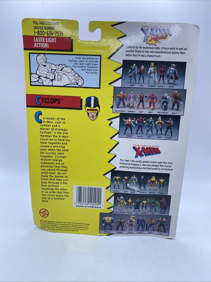Toy Biz The Uncanny X-Men 1993 cíclope 5" figura de acción luz láser ojos-leer Foto 4 de 4