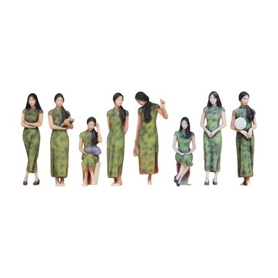 Miniatur-Cheongsam-Mädchenfiguren im Maßstab 1:64 für Fotorequisiten und