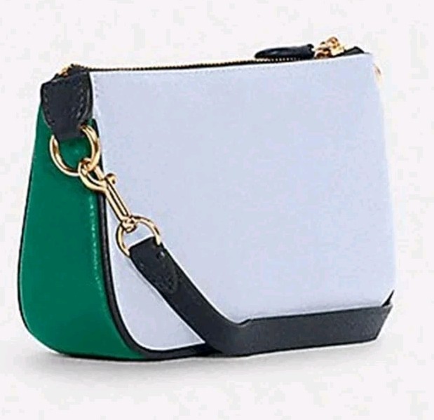 Coach Nolita 19 Pebbled Leather Horse & Carriage Logo Bag NWT Blue & Green Rare image 3