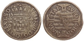 Brazil 160 Reis 1701 Pedro II Silver