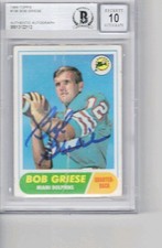 1968 Topps Bob Griese #196, #00013122112 BGS  Auto 10