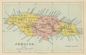 Map of Jamaica showing counties, parishes & railways by Edward Stanford 1919