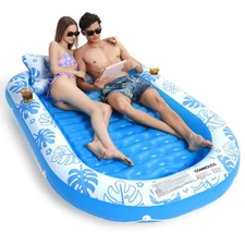 Inflatable Tanning Pool Lounger Float 80"x56" for Adults Kids Swimming