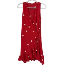 Rails Madison Scarlet Dots Red Wrap Ruffle MINI Dress WOMEN Small