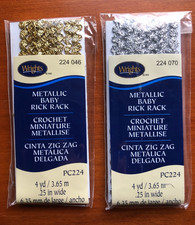 New Wrights Metallic Small Baby Rick Rack Trim 1/4" wide x 4 yds - Choose Color
