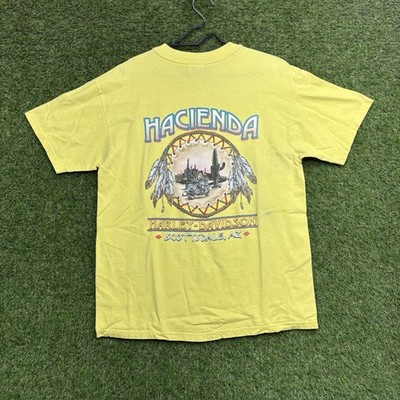 Harley Davidson Hacienda Aztec Shirt Mens Large Scottsdale AZ Yellow Feather 90s