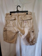 True Religion Cargo Shorts Jet Black White Stitch Style 108056 Size 36