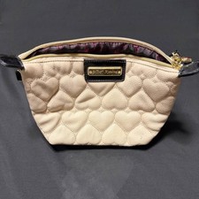 NWOT Betsy Johnson Heart Be Mine Bone Wristlet Quilted Cosmetic Bag/Wristlet