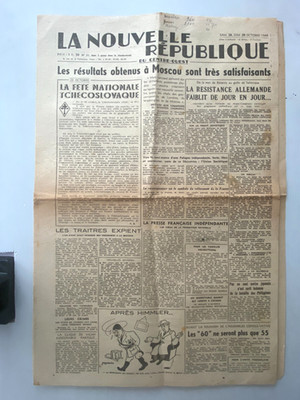 Neue Republque 28 Oct.1944 La Resistance Deutsches Faiblit Von Lampenschirm IN