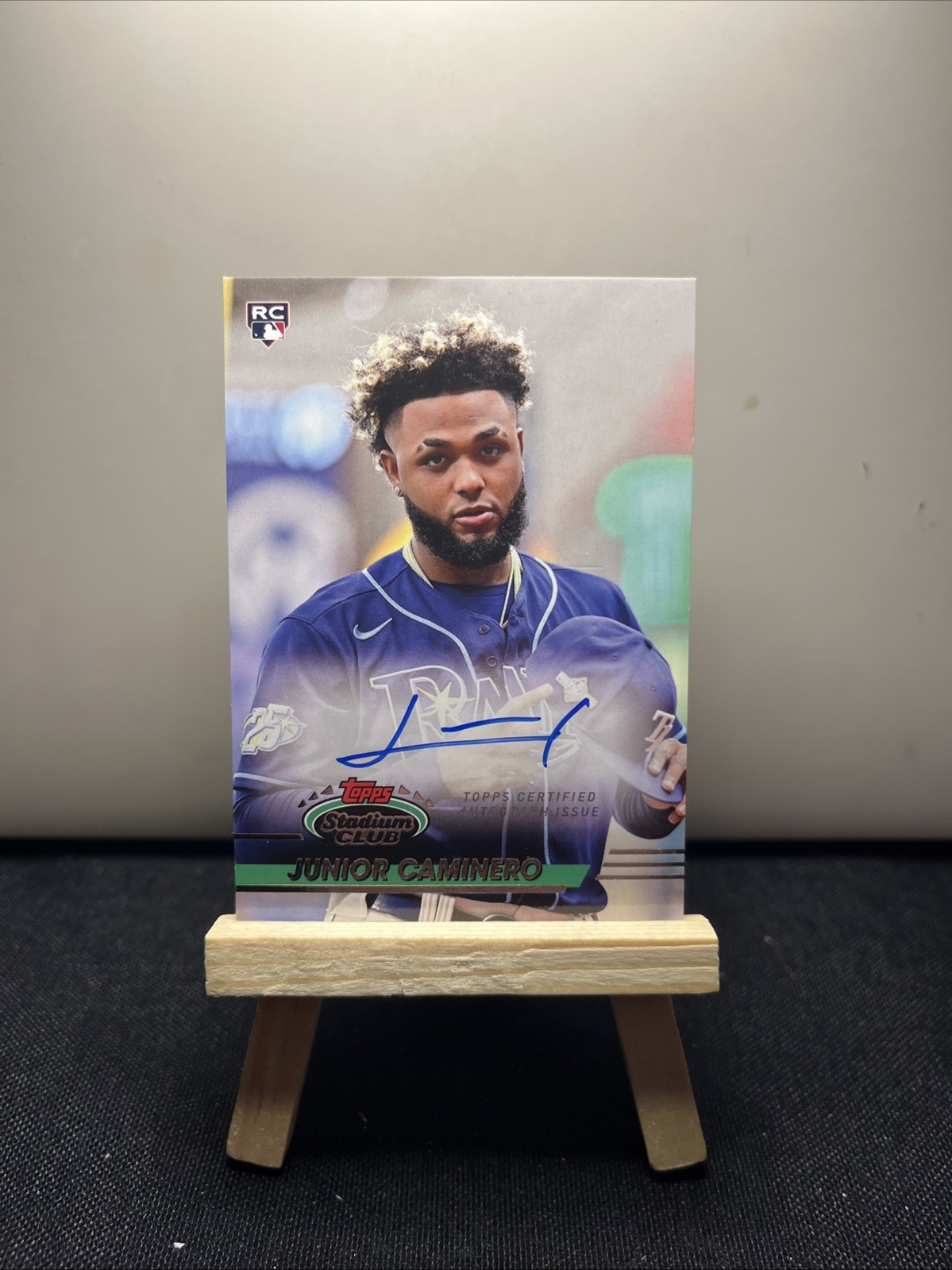 2024 Topps Stadium Club Junior Caminero Rookie Auto 4/50 Design Variation Rays