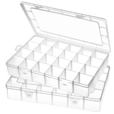 Gbivbe Large 24 Grids Plastic Organizer Box 14x9.3x2.3 inches, Clear-2