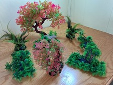 Aquarium Decor 8 Piece Greenery Trees Flowers Bushes