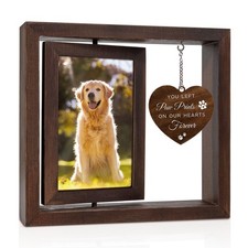 Dog Memorial Picture Frame - Rotating Wooden Frame for 4x6 Photo - Pet Memori...